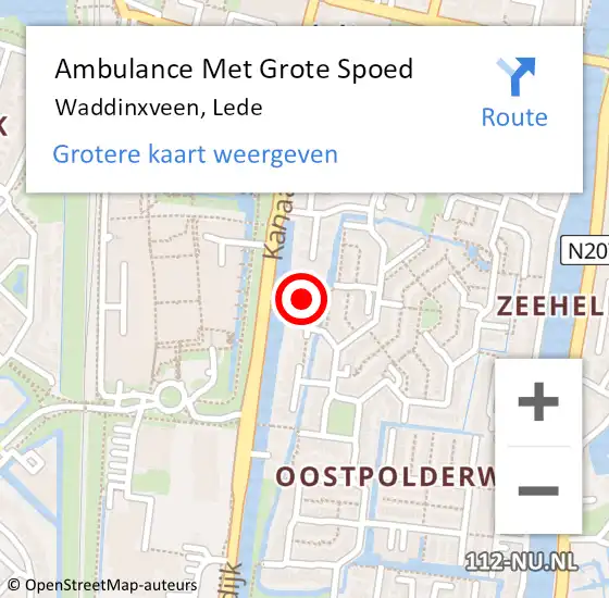 Locatie op kaart van de 112 melding: Ambulance Met Grote Spoed Naar Waddinxveen, Lede op 12 oktober 2014 17:16