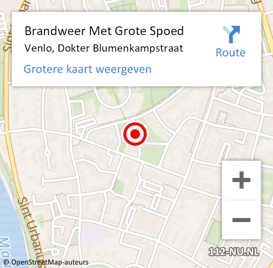 Locatie op kaart van de 112 melding: Brandweer Met Grote Spoed Naar Venlo, Dokter Blumenkampstraat op 10 juli 2024 23:55