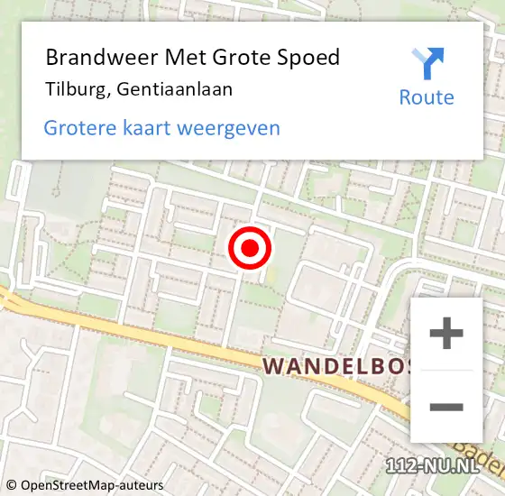 Locatie op kaart van de 112 melding: Brandweer Met Grote Spoed Naar Tilburg, Gentiaanlaan op 11 juli 2024 00:12