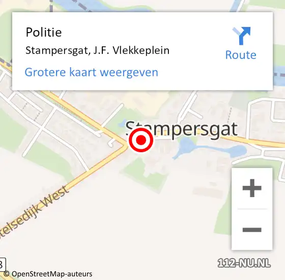 Locatie op kaart van de 112 melding: Politie Stampersgat, J.F. Vlekkeplein op 11 juli 2024 00:18