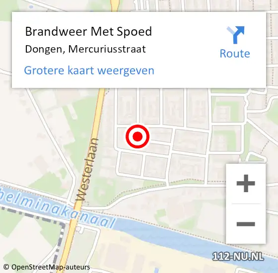 Locatie op kaart van de 112 melding: Brandweer Met Spoed Naar Dongen, Mercuriusstraat op 11 juli 2024 00:30