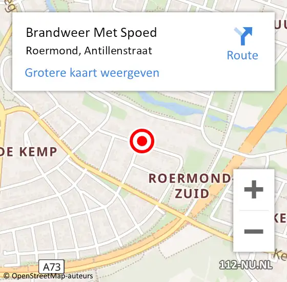 Locatie op kaart van de 112 melding: Brandweer Met Spoed Naar Roermond, Antillenstraat op 11 juli 2024 00:36