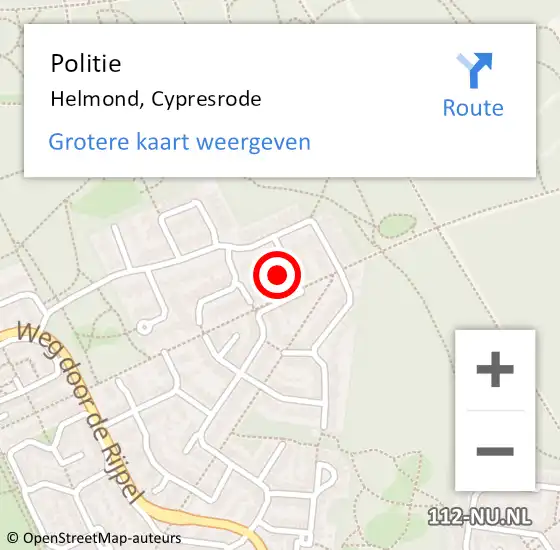 Locatie op kaart van de 112 melding: Politie Helmond, Cypresrode op 11 juli 2024 01:23