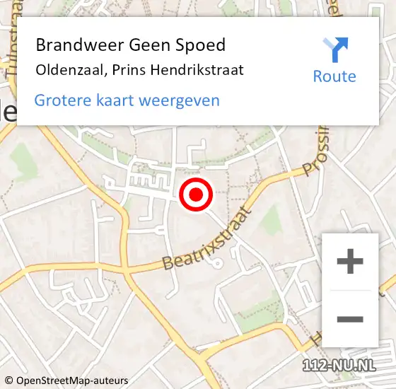 Locatie op kaart van de 112 melding: Brandweer Geen Spoed Naar Oldenzaal, Prins Hendrikstraat op 11 juli 2024 01:26