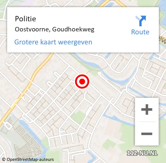 Locatie op kaart van de 112 melding: Politie Oostvoorne, Goudhoekweg op 11 juli 2024 01:28