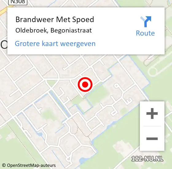 Locatie op kaart van de 112 melding: Brandweer Met Spoed Naar Oldebroek, Begoniastraat op 11 juli 2024 01:30