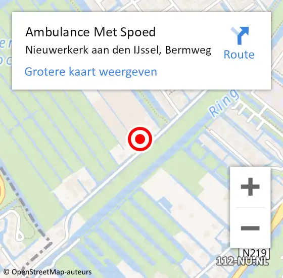 Locatie op kaart van de 112 melding: Ambulance Met Spoed Naar Nieuwerkerk aan den IJssel, Bermweg op 11 juli 2024 01:35