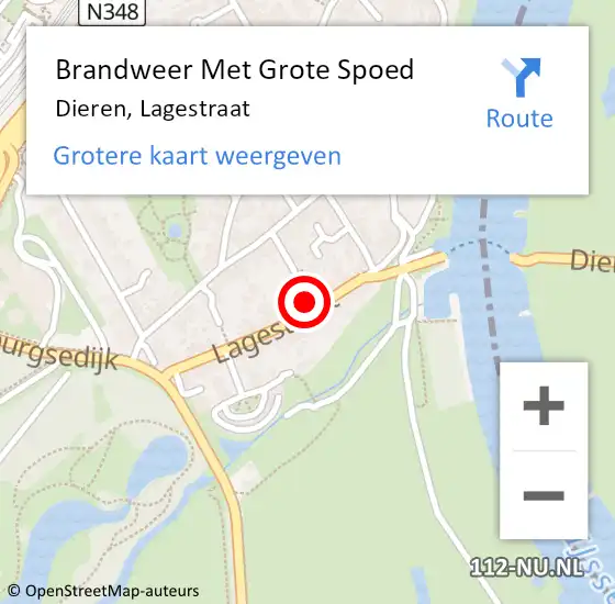 Locatie op kaart van de 112 melding: Brandweer Met Grote Spoed Naar Dieren, Lagestraat op 11 juli 2024 02:46