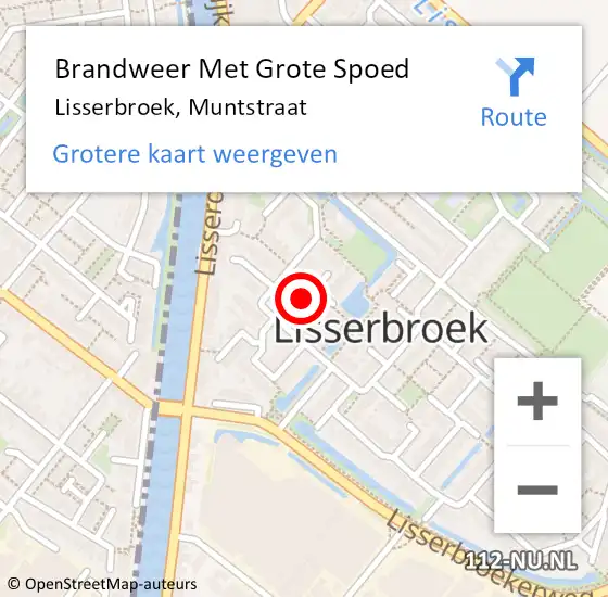 Locatie op kaart van de 112 melding: Brandweer Met Grote Spoed Naar Lisserbroek, Muntstraat op 11 juli 2024 03:14