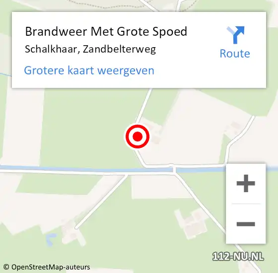 Locatie op kaart van de 112 melding: Brandweer Met Grote Spoed Naar Schalkhaar, Zandbelterweg op 12 oktober 2014 17:36