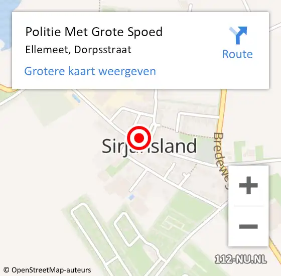 Locatie op kaart van de 112 melding: Politie Met Grote Spoed Naar Ellemeet, Dorpsstraat op 11 juli 2024 04:13