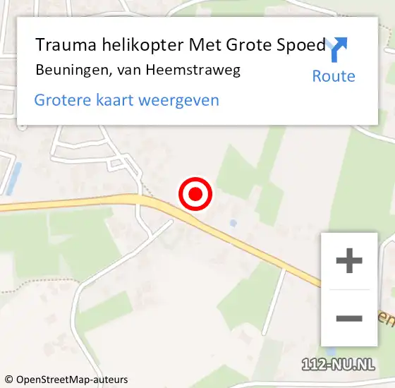 Locatie op kaart van de 112 melding: Trauma helikopter Met Grote Spoed Naar Beuningen, van Heemstraweg op 11 juli 2024 04:55