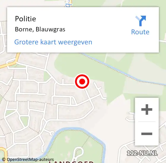 Locatie op kaart van de 112 melding: Politie Borne, Blauwgras op 11 juli 2024 05:28