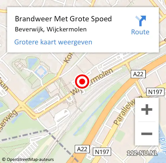 Locatie op kaart van de 112 melding: Brandweer Met Grote Spoed Naar Beverwijk, Wijckermolen op 11 juli 2024 05:36