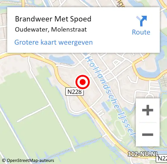 Locatie op kaart van de 112 melding: Brandweer Met Spoed Naar Oudewater, Molenstraat op 11 juli 2024 05:44