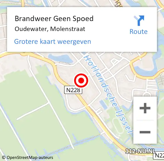 Locatie op kaart van de 112 melding: Brandweer Geen Spoed Naar Oudewater, Molenstraat op 11 juli 2024 05:47