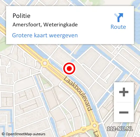 Locatie op kaart van de 112 melding: Politie Amersfoort, Weteringkade op 11 juli 2024 05:51