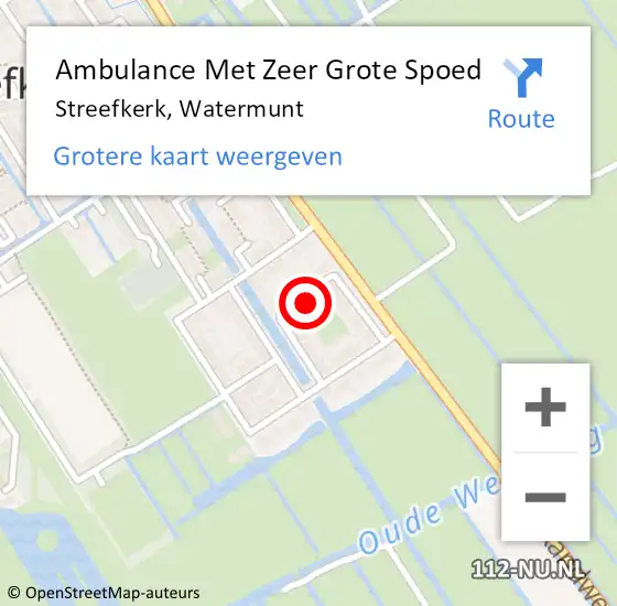 Locatie op kaart van de 112 melding: Ambulance Met Zeer Grote Spoed Naar Streefkerk, Watermunt op 11 juli 2024 06:34