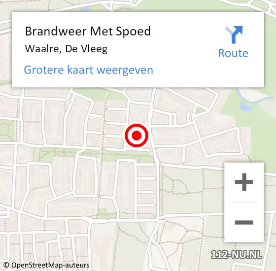 Locatie op kaart van de 112 melding: Brandweer Met Spoed Naar Waalre, De Vleeg op 11 juli 2024 06:58