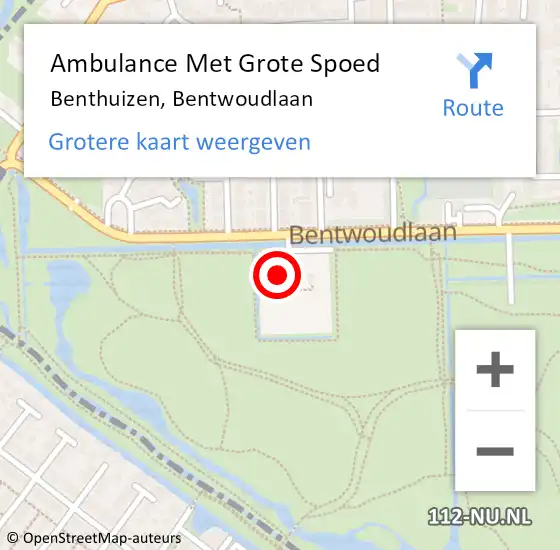 Locatie op kaart van de 112 melding: Ambulance Met Grote Spoed Naar Benthuizen, Bentwoudlaan op 11 juli 2024 07:02