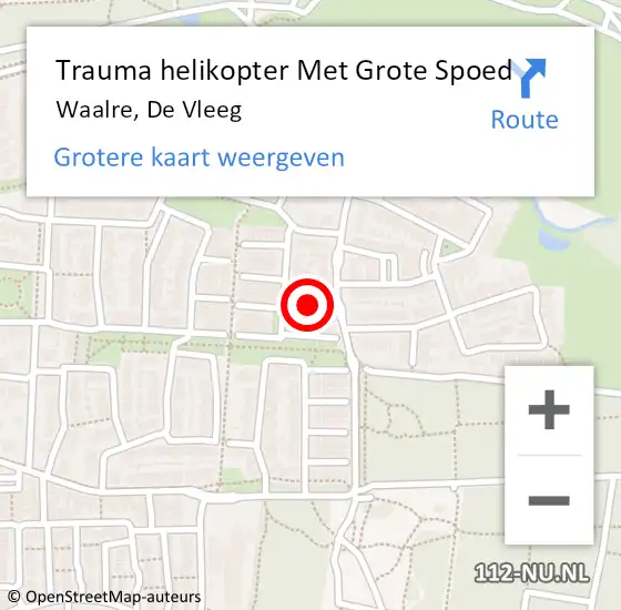 Locatie op kaart van de 112 melding: Trauma helikopter Met Grote Spoed Naar Waalre, De Vleeg op 11 juli 2024 07:17