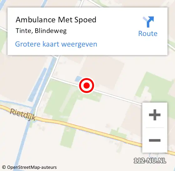 Locatie op kaart van de 112 melding: Ambulance Met Spoed Naar Tinte, Blindeweg op 11 juli 2024 07:19