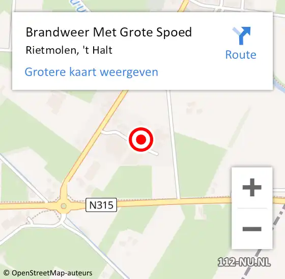 Locatie op kaart van de 112 melding: Brandweer Met Grote Spoed Naar Rietmolen, 't Halt op 11 juli 2024 07:25