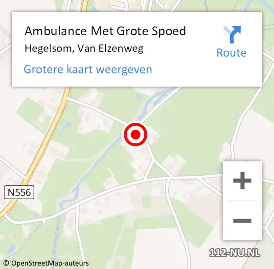 Locatie op kaart van de 112 melding: Ambulance Met Grote Spoed Naar Hegelsom, Van Elzenweg op 17 oktober 2013 12:34