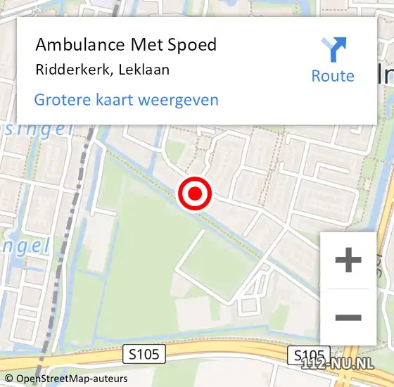 Locatie op kaart van de 112 melding: Ambulance Met Spoed Naar Ridderkerk, Leklaan op 11 juli 2024 07:41