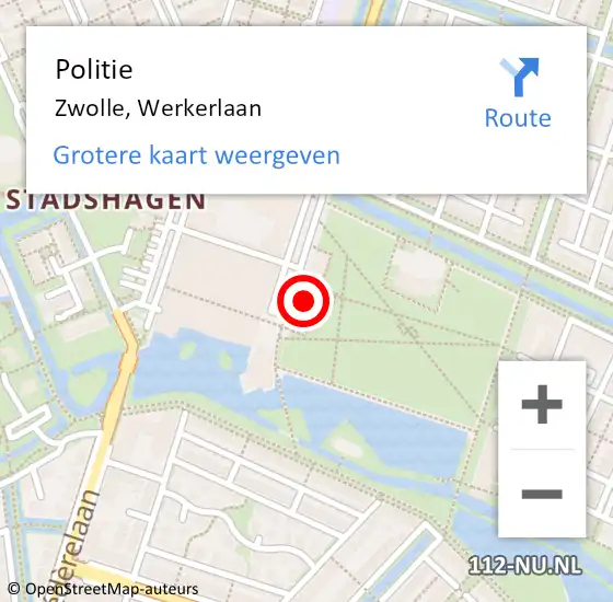 Locatie op kaart van de 112 melding: Politie Zwolle, Werkerlaan op 11 juli 2024 08:00