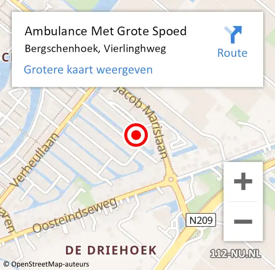 Locatie op kaart van de 112 melding: Ambulance Met Grote Spoed Naar Bergschenhoek, Vierlinghweg op 11 juli 2024 08:01