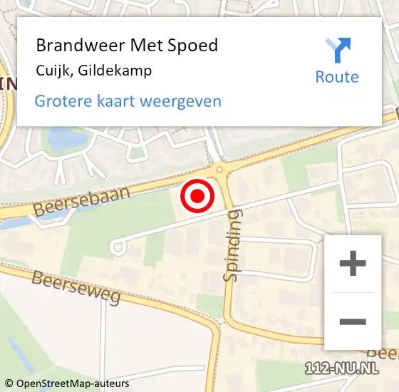 Locatie op kaart van de 112 melding: Brandweer Met Spoed Naar Cuijk, Gildekamp op 11 juli 2024 08:22