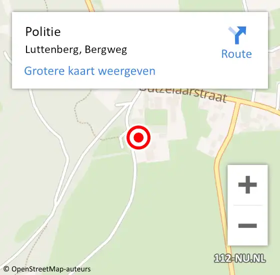 Locatie op kaart van de 112 melding: Politie Luttenberg, Bergweg op 11 juli 2024 08:33