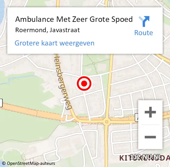 Locatie op kaart van de 112 melding: Ambulance Met Zeer Grote Spoed Naar Roermond, Javastraat op 11 juli 2024 08:45