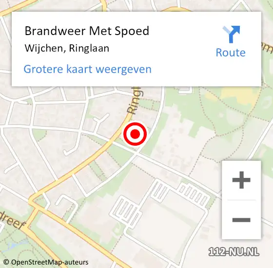 Locatie op kaart van de 112 melding: Brandweer Met Spoed Naar Wijchen, Ringlaan op 11 juli 2024 08:46