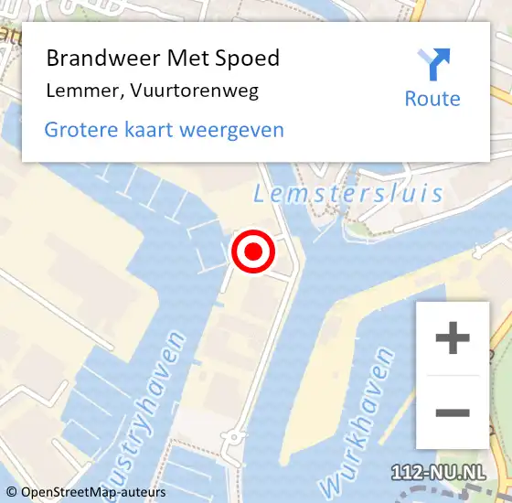 Locatie op kaart van de 112 melding: Brandweer Met Spoed Naar Lemmer, Vuurtorenweg op 11 juli 2024 08:55