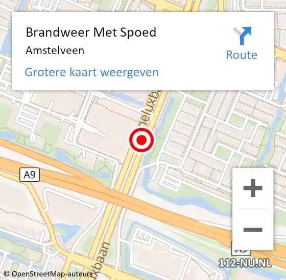 Locatie op kaart van de 112 melding: Brandweer Met Spoed Naar Amstelveen op 11 juli 2024 09:09