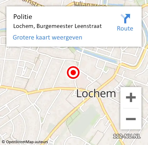 Locatie op kaart van de 112 melding: Politie Lochem, Burgemeester Leenstraat op 11 juli 2024 09:17