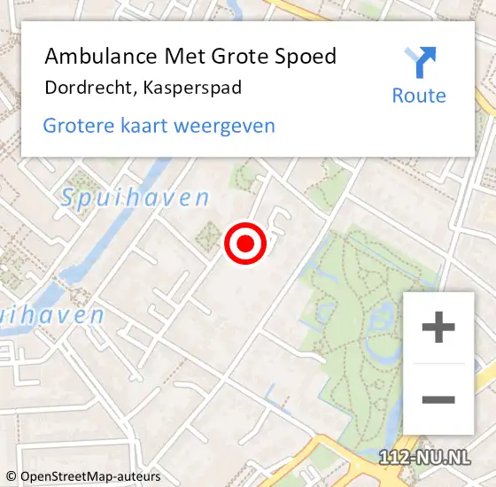 Locatie op kaart van de 112 melding: Ambulance Met Grote Spoed Naar Dordrecht, Kasperspad op 11 juli 2024 09:23