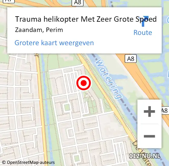 Locatie op kaart van de 112 melding: Trauma helikopter Met Zeer Grote Spoed Naar Zaandam, Perim op 11 juli 2024 09:40