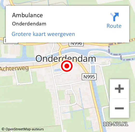 Locatie op kaart van de 112 melding: Ambulance Onderdendam op 11 juli 2024 09:49