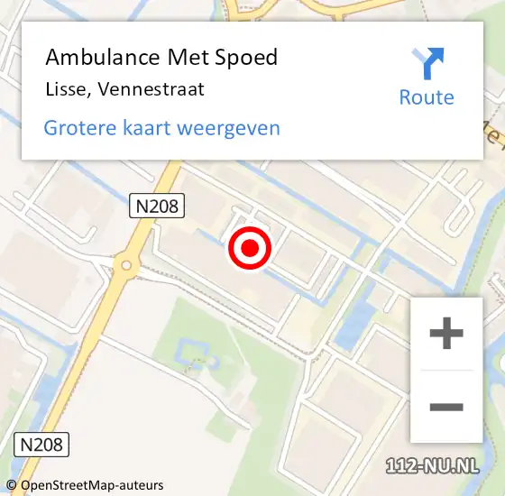 Locatie op kaart van de 112 melding: Ambulance Met Spoed Naar Lisse, Vennestraat op 11 juli 2024 09:51