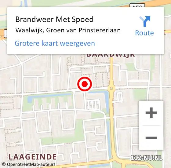 Locatie op kaart van de 112 melding: Brandweer Met Spoed Naar Waalwijk, Groen van Prinstererlaan op 11 juli 2024 10:01