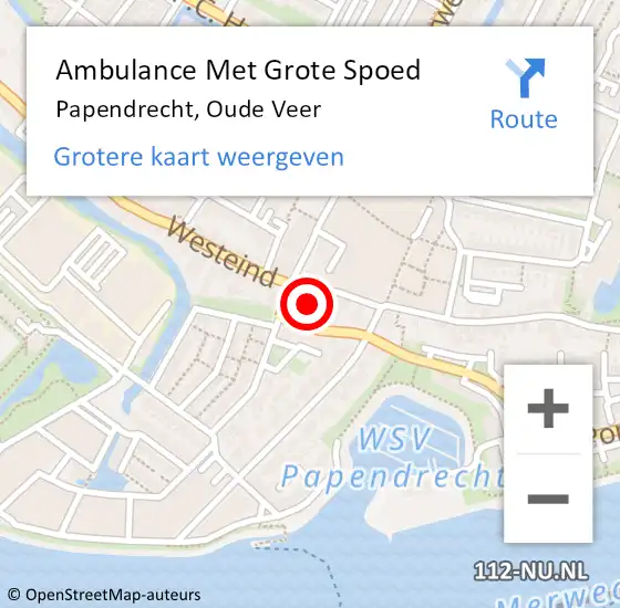 Locatie op kaart van de 112 melding: Ambulance Met Grote Spoed Naar Papendrecht, Oude Veer op 11 juli 2024 10:13