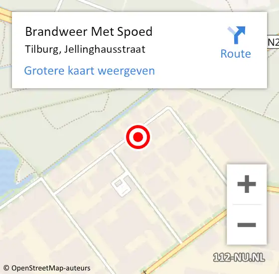 Locatie op kaart van de 112 melding: Brandweer Met Spoed Naar Tilburg, Jellinghausstraat op 11 juli 2024 10:17