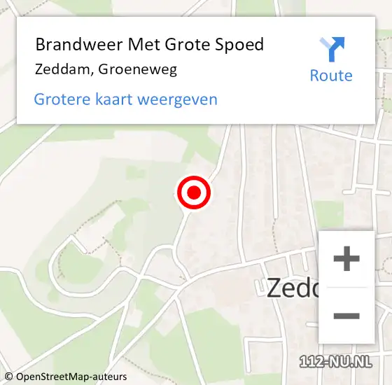 Locatie op kaart van de 112 melding: Brandweer Met Grote Spoed Naar Zeddam, Groeneweg op 11 juli 2024 10:51