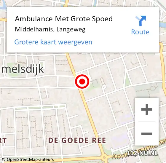 Locatie op kaart van de 112 melding: Ambulance Met Grote Spoed Naar Middelharnis, Langeweg op 11 juli 2024 10:55