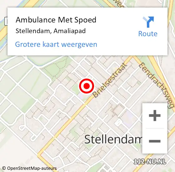 Locatie op kaart van de 112 melding: Ambulance Met Spoed Naar Stellendam, Amaliapad op 11 juli 2024 11:05