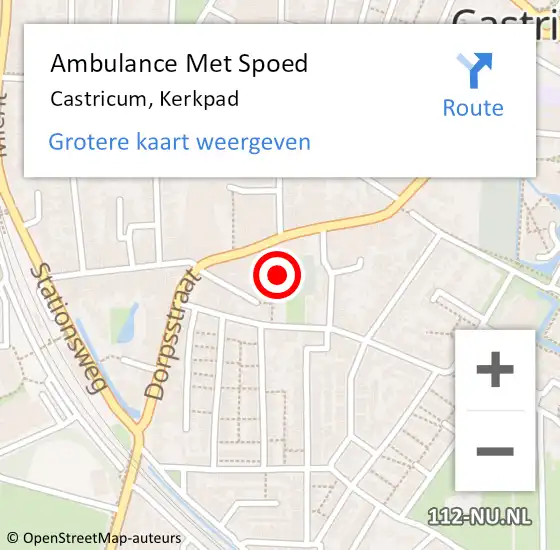 Locatie op kaart van de 112 melding: Ambulance Met Spoed Naar Castricum, Kerkpad op 11 juli 2024 11:12