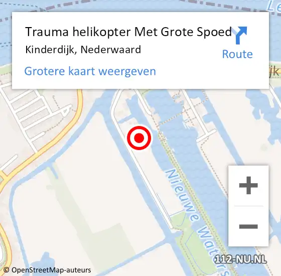 Locatie op kaart van de 112 melding: Trauma helikopter Met Grote Spoed Naar Kinderdijk, Nederwaard op 11 juli 2024 11:16